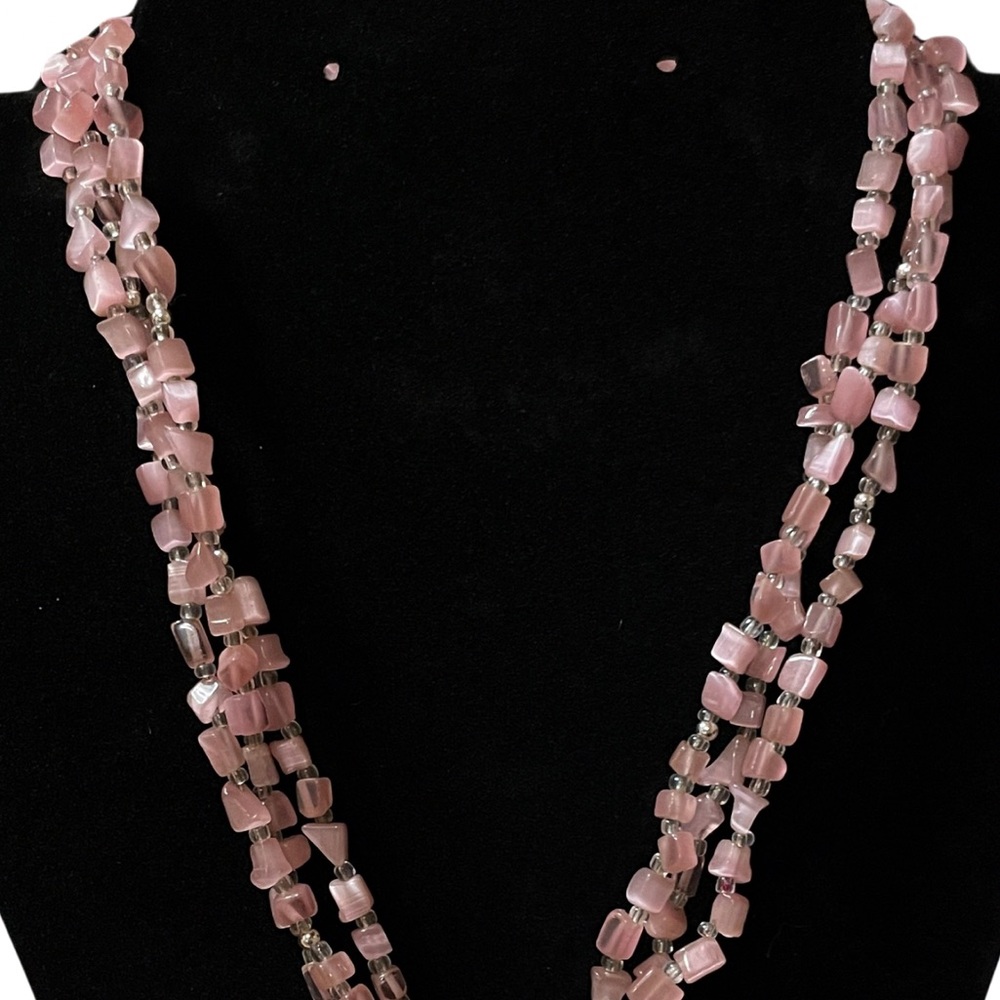 NWOT Premier Designs Pink Quartz Multi-Strand Beaded Necklace - Picture 3 of 4